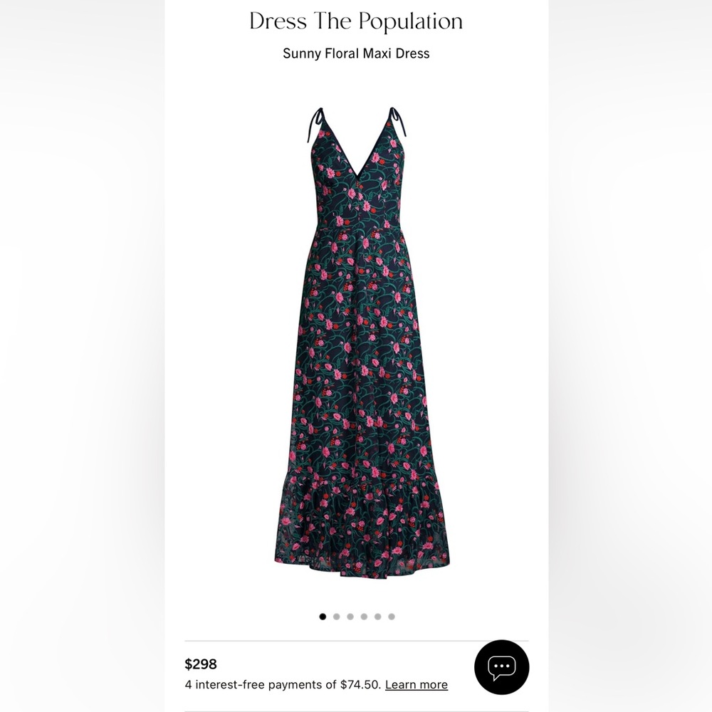 NWT Dress The Population “Sunny” Floral Tulle Maxi Dress